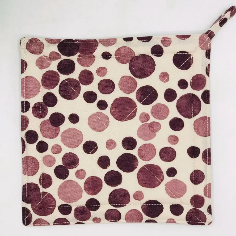 2 Square Potholders, Faded Purple Dots 2 Piece Set, 7x7 Inches